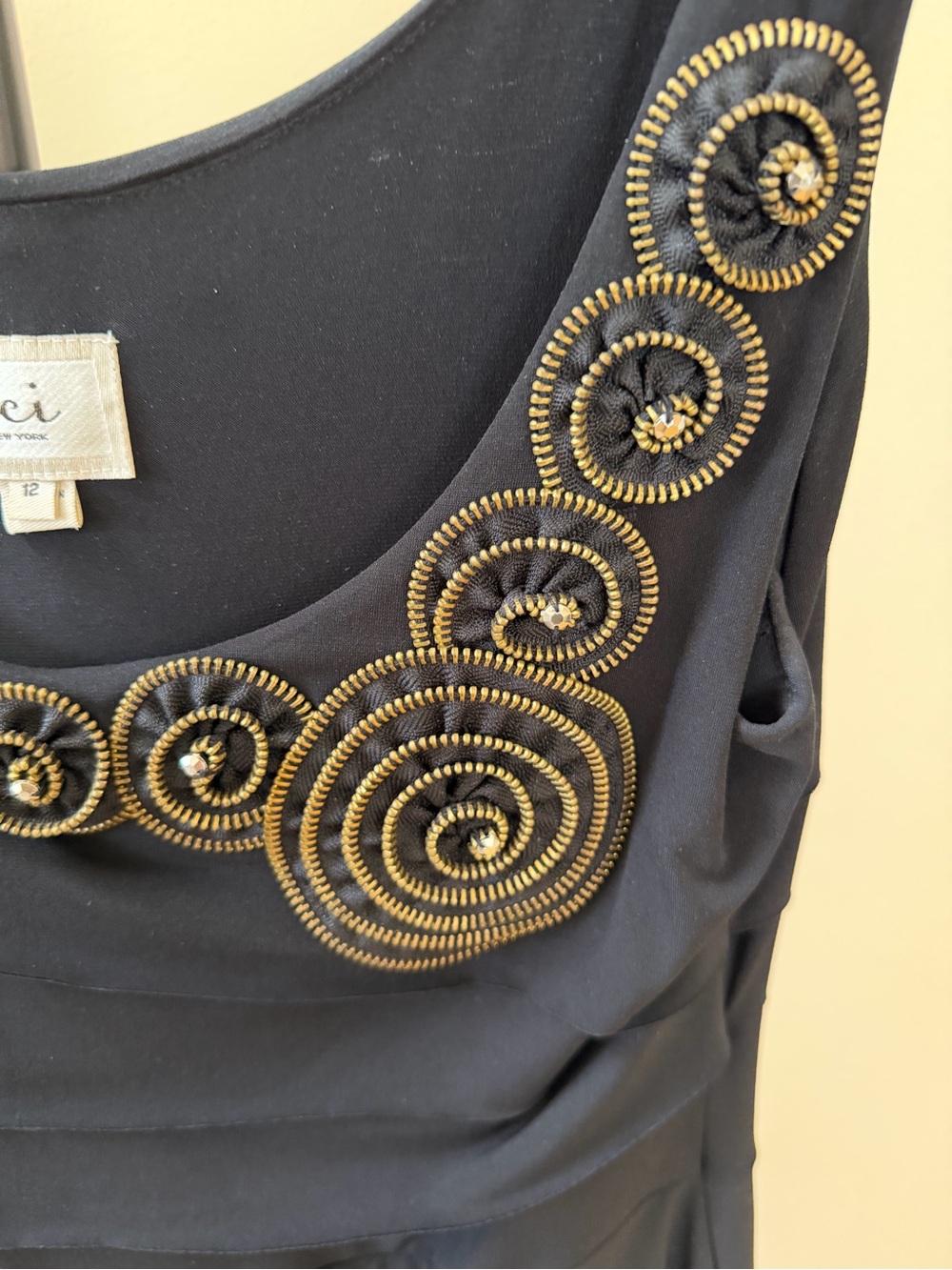ECI New York Black Embellished Tiered Cocktail Dress Womens 12 Sleeveless - Picture 3 of 7